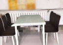 小镇壹号 餐桌简约家用小户型吃饭桌铁艺钢化玻璃餐桌椅组合 130*80黑玻璃+A款6棕椅子 实拍图