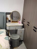 千番町 轻奢仿岩板梳妆台化妆台床头一体女卧室现代简约化妆桌小户型 倾城灰白50桌+柜+智能镜+鸟巢凳 整装 实拍图