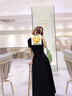 clotho Rennie品牌女装韩版短袖连衣裙女2025夏新款气质通勤休闲时尚收腰显瘦 黑色 M 实拍图