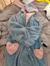 妍艺诗睡衣女冬小怪兽珊瑚绒加厚夹棉家居服套装玉桂狗睡袍女睡裙 蓝兔【睡袍+裤子】 S/M【推荐70-125斤】 实拍图