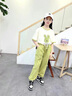 艾诺轮女童夏装套装中大童夏季女装儿童装女孩短袖t恤长裤两件套衣服 R兔套装-绿 120 建议身高105-115CM左右 实拍图