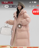 鸭鸭（YAYA）羽绒服女中长款2024年冬季新款气质百搭连帽宽松收腰显瘦极寒外套 粉色 M 实拍图