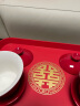 香沐源（XIANGMUYUAN）改口敬茶杯套装一对喜碗杯子婚礼红色敬酒茶具碗筷结婚用品大全 喜盘方形【烫金喜字工艺】 实拍图