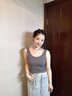 嘉丽薇吊带背心女夏季运动内衣性感小个子短款内搭背心美背吊带无袖上衣 烟灰色 XL ( 建议 108-120斤) 实拍图