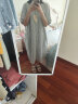 无印良品（MUJI）女式 棉桑蚕丝 短袖连衣裙 裙子 长裙 BC05CC3S 白色条纹 L-XL 实拍图