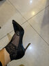 蓝晨语依 高跟鞋女细跟尖头浅口单鞋女韩版网红水钻时尚性感女鞋 黑色 37 实拍图