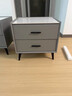 古梵枫实木床头柜卧室轻奢岩板家用储物柜现代简约三抽收纳柜床边柜整装 浅灰色-普通款 30x40x48cm 实拍图