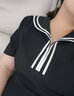独束大码女装通勤复古海军领学院风连衣裙女夏季微胖mm正肩显瘦小黑裙 优雅黑-长款 XL （尺码：3） 实拍图