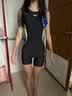 美津浓（MIZUNO）儿童游泳衣女专业竞速训练学生连体五分长裤速干泳装A1404黑150 实拍图