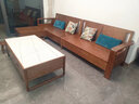 韵存宋式美学实木储物沙发小户型客厅直排冬夏两用沙发中式白蜡木家具 3.12米四位+边几+脚踏 【标准版：透气布+进口白蜡木】 实拍图