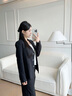 晨芙休闲小西装外套女春秋时尚英伦风正装显瘦小个子短款气质西服上衣 黑色常规【三粒扣】 L 建议100-110斤 实拍图