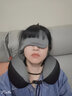 GiGiU型枕护颈枕 睡眠眼罩遮光  太空记忆棉飞机旅行汽车头枕 午睡枕午休枕头靠枕头两件套装G-1674+1675灰色 实拍图