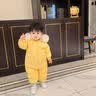 G.duck婴儿连体羽绒服男女宝宝0-1-2-3岁幼儿冬季外出爬服儿童套装加厚 藏青色(灰色毛领) 110cm 实拍图