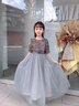 小咔衣浓儿童礼服公主裙花童婚纱小女孩生日主持人高端女童钢琴演出服秋季 灰色长款中袖01-C2 130 实拍图