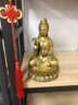 观音菩萨佛像铜观音家用客厅摆件纯黄铜南海坐莲铜菩萨观世音 高11.5cm坐莲柳枝铜观音 实拍图