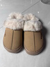 朴西2024秋冬新款麂皮绒包头棉拖鞋女家用保暖厚底踩屎感外穿情侣棉拖 米白色 36-37 实拍图