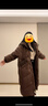 艾莱依羽绒服女长款加厚简约通勤连帽保暖冬外套 黑巧棕S 实拍图