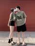 love legend情侣装夏季短袖t恤套装一男一女2024新款网红半袖上衣服学生定制 （猫咪）男灰绿+女灰绿 M 男+S女 实拍图