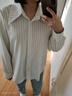 初申 长袖衬衫女简约条纹百搭休闲通勤白衬衣上衣S136C2744 白色 M  实拍图