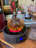 扬器日式耐热玻璃侧把煮茶壶耐高温实木把泡茶壶花茶壶套装家用煮茶器 500ML玻璃+黑檀色触屏电陶炉+4杯 实拍图