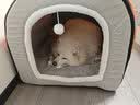 KimPets狗窝大型犬冬季保暖狗狗床可拆洗冬季猫窝封闭式狗屋冬天宠物用品 橙灰拼接色+加厚毛毯 3XL号【100*70*60cm适合75斤内】 实拍图