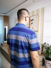 老爷车（LAOYECHE）夏季男短袖t恤翻领纯棉中年宽松商务休闲条纹POLO保罗衫服爸爸装 EK903-1Z蓝色 M 实拍图