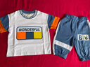 邻家米其童装男童套装夏装短袖新款1-3-4-6岁儿童宝宝男孩2夏季5小孩衣服 XT2074（字母款）-蓝色 110 码/身高100-110cm（3-4岁） 实拍图