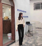 VEOX休闲裤微喇叭裤女高腰修身显瘦2025春秋新款垂坠感宽松闲喇叭长裤 黑色 微喇春秋款长裤 L 110-120斤 实拍图