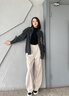 莫代尔香蕉运动裤女春秋款2025新款宽松休闲窄版阔腿裤美式爵士跳舞卫裤 杏色【常规款】 L码【建议110-125斤】 实拍图