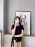 妃莉杋（FeiLiFan）棉麻连衣裙女装2024夏季新款小个子韩版气质修身显瘦半身裙子套装 黑+卡其 M 实拍图