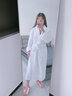 欣美舒纯棉睡袍浴袍毛巾料温泉长款秋冬男女士成人情侣浴衣酒店大码长款 白色-纯棉-毛巾料 L 【适合178cm以下180斤以内】 实拍图