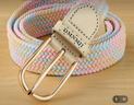 畅印 腰带女士弹力编织松紧裤带男女韩版百搭休闲针扣学生细皮带  10金色扣--粉色卡其蓝条纹 110cm 实拍图