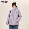 查尔斯桃心 加厚保暖美式休闲学生面包服宽松立领反光字母棉衣外套男女同款 香芋紫 M 实拍图