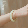 龍隐 青白玉手镯女士款晴水料A货正品和田玉髓玛瑙羊脂白镯子圆条 青白玉圆镯  圈口  54-55【适合80-90斤】 实拍图