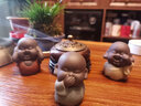 陶云尚小弥勒三不茶宠摆件精品紫砂小和尚茶宠小号陶瓷茶宠手工茶具配件 小弥勒三不茶宠一套 实拍图