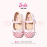 芭比童鞋春秋儿童皮鞋可爱撞色女童公主风小皮鞋时装鞋DA6039粉色30码 实拍图