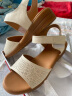 红蜻蜓女鞋夏款舒适简约坡跟女凉鞋舒适妈妈款凉鞋WTK210461 米白色 35 实拍图