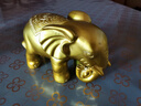 明恩大象摆件一对全铜大象摆件招风水象财铜制大象吸水象黄铜客厅家居 5号財福象一对（赠五帝钱） 实拍图