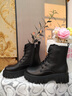 ZHR马丁靴女经典厚底增高短靴子女复古圆头加绒保暖女靴 JF95A黑色37 实拍图
