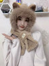 柠月静苼狐狸毛绒帽子围巾一体女秋冬季可爱骑车加绒保暖护耳帽学生日礼物 卡其色 实拍图