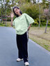 真维斯纯棉短款短袖t恤打底衫女夏季2025年女装新款少女感小个子衣服 水绿-幸运笑脸K 2XL （建议120-150斤） 实拍图