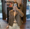 凯撒;KAISER真皮皮衣女士绵羊皮机车款单皮外套短款修身皮夹克韩版时尚女装 咖色 L(165/88A) 实拍图