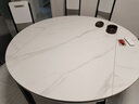 卧家岩板餐桌椅组合现代简约轻奢伸缩折叠家用小户型实木餐桌吃饭桌 12mm岩板-意大利灰-亮光灰 1.5m 直径桌+六椅【木椅】 实拍图