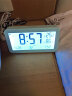 码仕 闹钟学生温湿度计大屏充电电子智能夜光简约儿童LCD床头钟浅雾蓝 实拍图