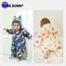 博睿恩男女宝宝连体衣婴儿衣服秋冬季爬服夹棉连帽加厚新生儿外出服 小房子蓝 80cm 实拍图