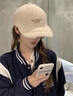 CTRLEND新款刺绣帽子女士秋冬季时尚百搭毛绒鸭舌帽加厚保暖棉帽棒球帽 皮粉色 实拍图