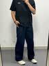 沐秋蓝色cleanfit宽松阔腿牛仔裤百搭秋季大裤脚加肥休闲直筒大码长裤 藏青色 M 体重110-130斤 晒单实拍图