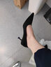 九寸阳光学生礼仪高跟鞋2025新款细跟尖头舒适中跟黑色绒面职业工作单鞋女 黑色绒面5CM 37 实拍图