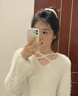 斤慕针织衫秋冬新款设计感时尚V领软糯温柔宽松毛衣女慵懒风打底上衣 交叉针织衫毛衣白色建议120斤内 实拍图