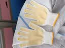 鲁工防滑720G点胶纱线劳保手套 PVC耐磨耐高温隔热防烫工作防冻干活厨房白 点塑精毛纺点珠黄色-12双 实拍图